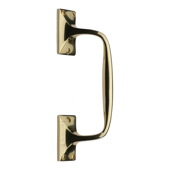 V1150 202-PB • 202mm • Polished Brass • Heritage Brass Traditional Cranked Pull Handle